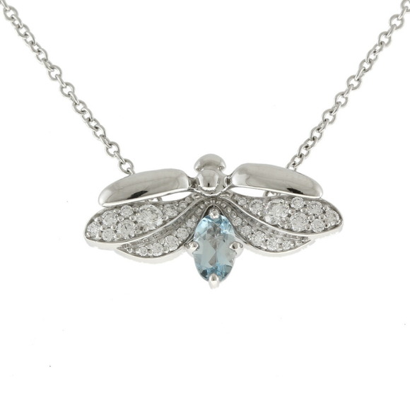 Tiffany Handbags - Tiffany Paper Flower Firefly Necklace Platinum Blue Topaz